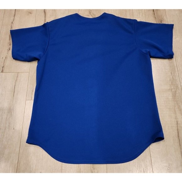 Vintage Majestic Chicago Cubs Jersey Blue Made USA Button Print Mens Sz 44 L - Picture 8 of 8